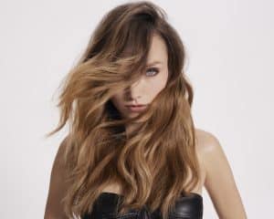 Great Lengths. Model with hair extensions. Available at HairCon.