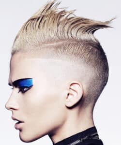 Model's hair style and cut by Errol Douglas, who will be appearing at HairCon.