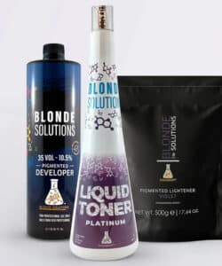 Three Blonde Solutions products. Blonde Solutions one of the collaborators at HairCon.