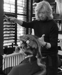 Nicky Clarke with hair model, Nicky Clarke will be appearing on stage at HairCon.