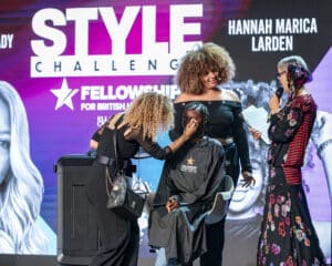 Hannah Marcia Larden's Style Challenge on the live stage at HairCon, Manchester 2024.